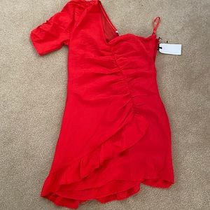 LEITH RED RUFFLE DRESS